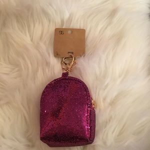 New Glitter pink backpack pack keychain!